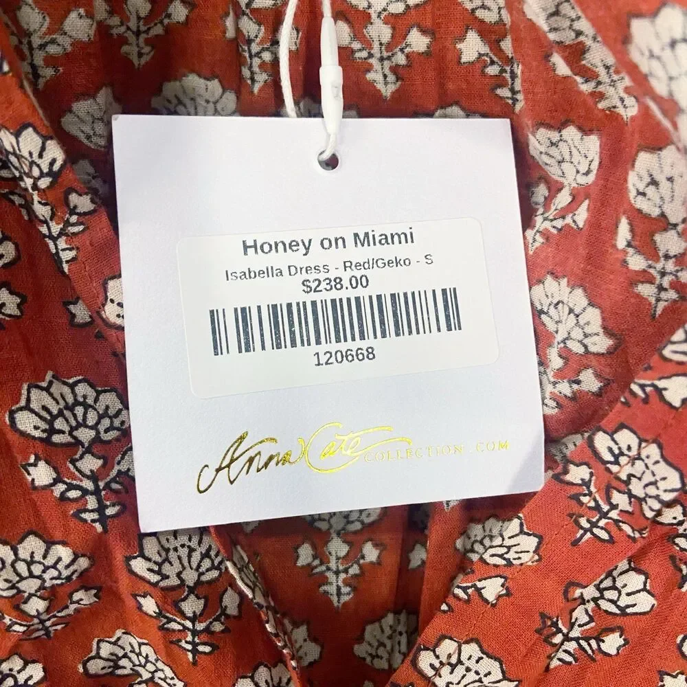 Anna Cate Honey on Miami Isabella Dress Red/Geko Women’s Size Small - Picture 5 of 12